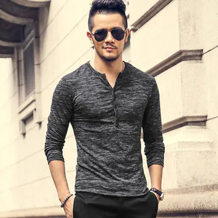 Men's Casual Henley Slim-Fit T-Shirt