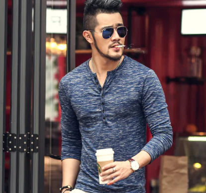 Men's Casual Henley Slim-Fit T-Shirt