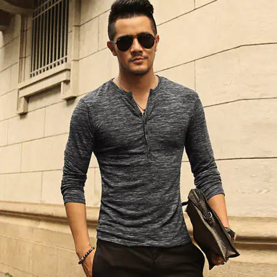 Men's Casual Henley Slim-Fit T-Shirt