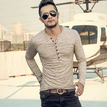 Men's Casual Henley Slim-Fit T-Shirt
